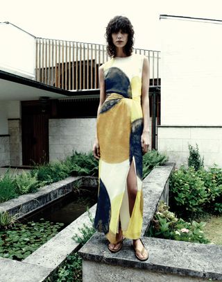 Cut Out Printed Midi Dress