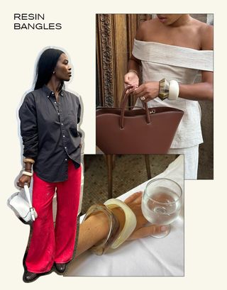 a collage of images featuring fall's most noteworthy accessory trends
