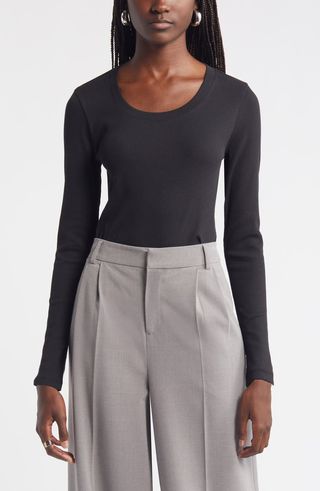 Stretch Pima Cotton Long Sleeve T-Shirt