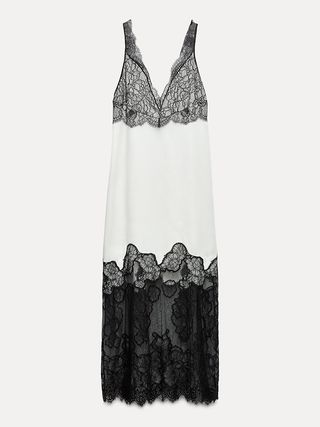ZARA, Lace Satin Effect Dress Zw Collection