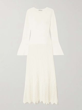Damoni Jersey and Plissé-Satin Midi Dress