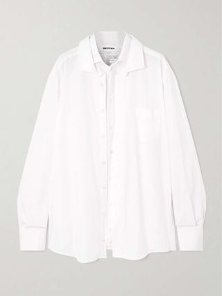 Oversized Layered Cotton-Poplin Shirt