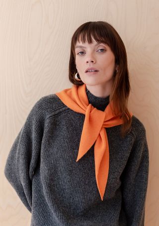 Merino Triangle Scarf in Apricot
