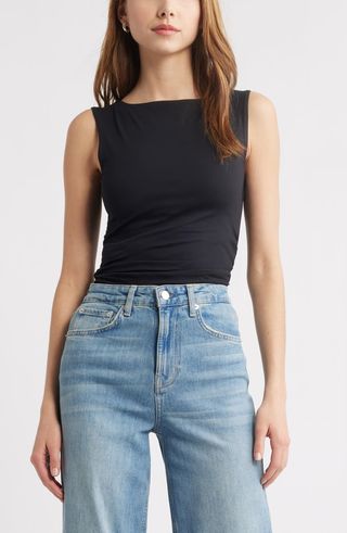 Boat Neck Sleeveless Top