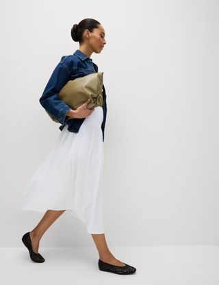 Linen Rich Maxi A-Line Skirt