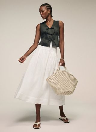 White Drop Waist Maxi Skirt
