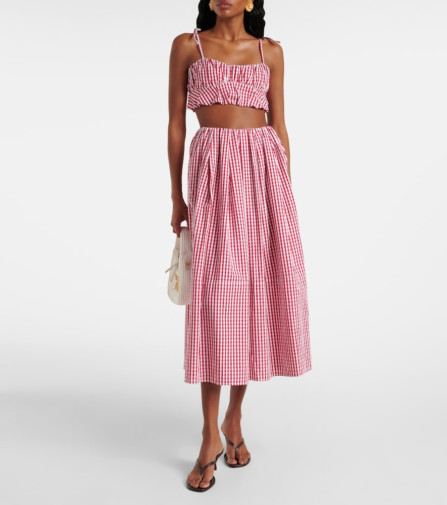 Solinas Gingham Cotton Poplin Midi Skirt
