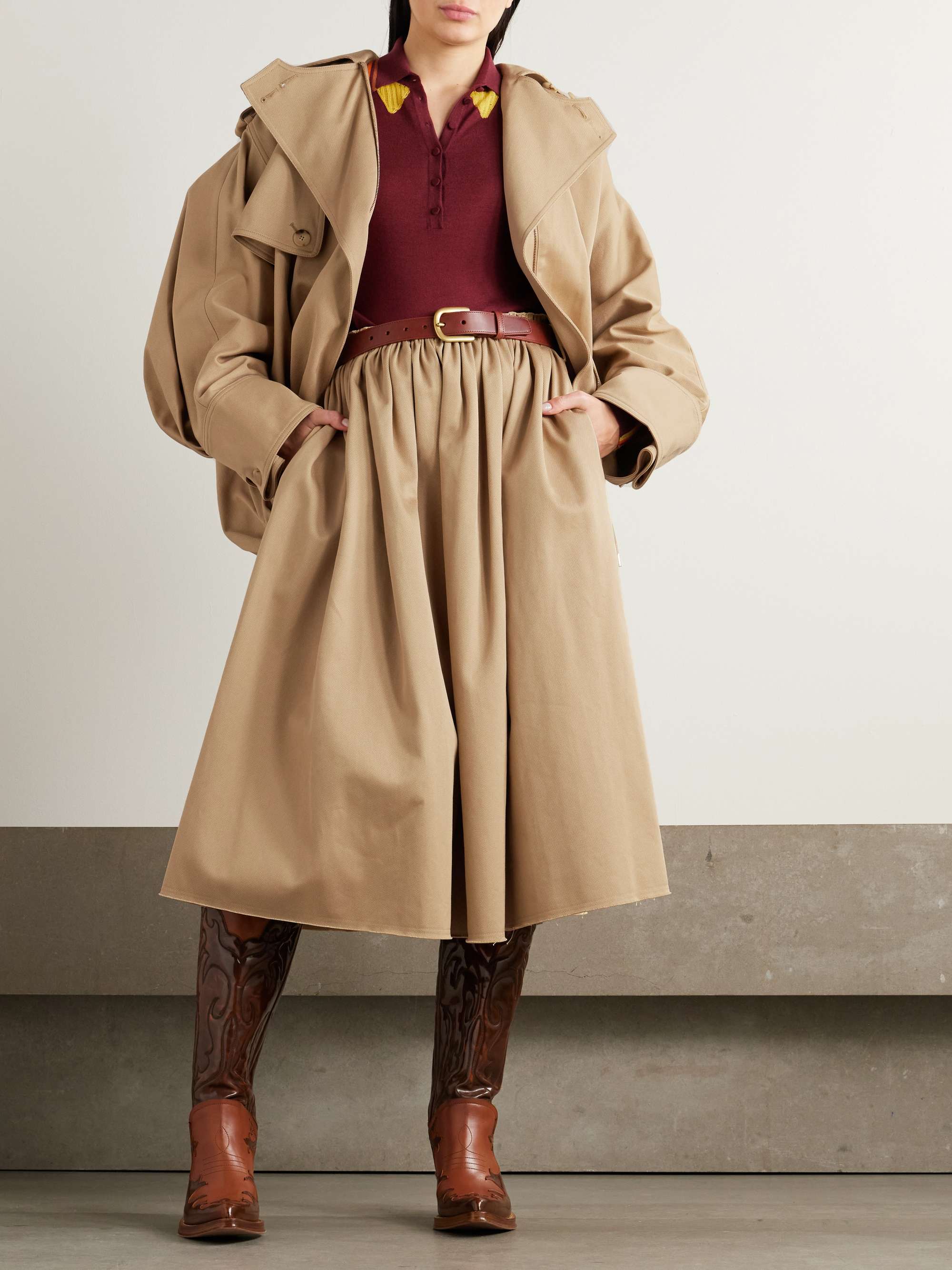Chiara Cotton-Twill Midi Skirt