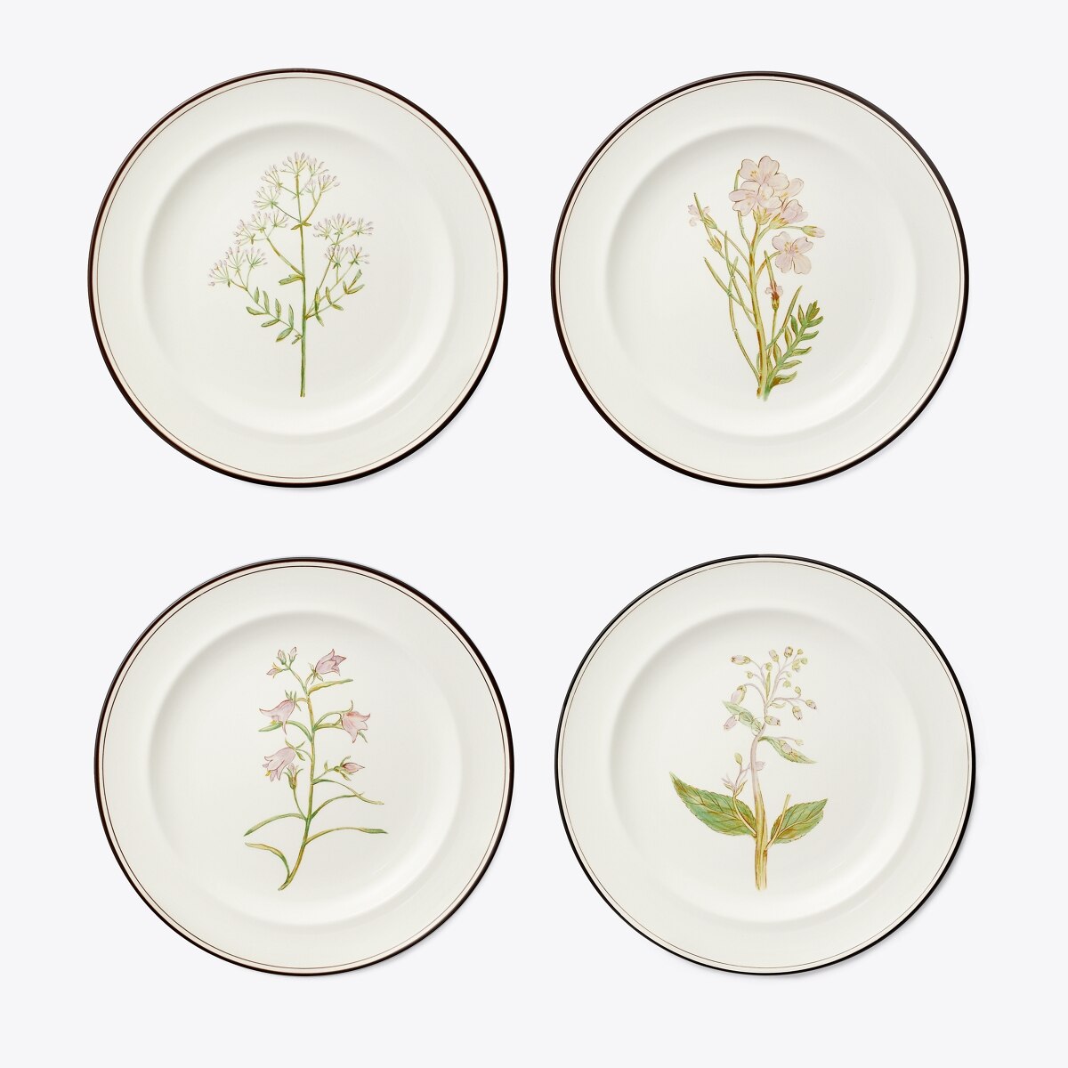 Lilac Flower Salad Plates, Set of 4 in White, Size Os
