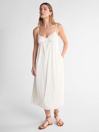Scoop, Scoop Women’s Satin Ruched Maxi Slip Dress, Sizes Xs-Xxl